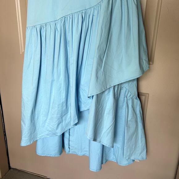 Linen Vibes Cinderella Blue Cotton Ruffle French Vintage Cotton Dress Size M - Picture 5 of 15